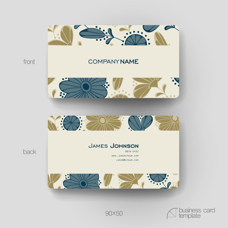 Business card vector template with floral background. Creative modern designのイラスト素材