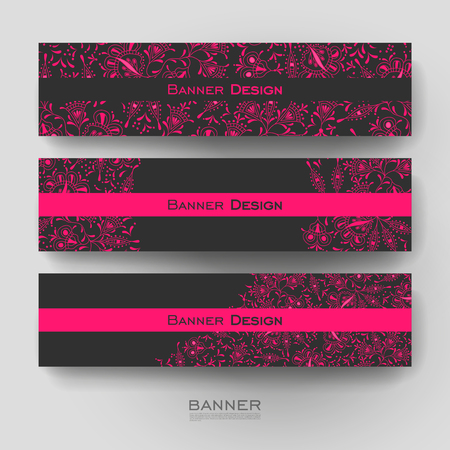 Beautiful banner vector template with floral ornament background. Creative modern designのイラスト素材