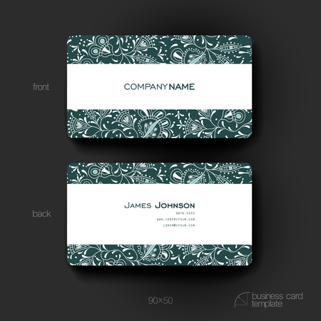 Business card vector template with floral ornament background. Creative modern designのイラスト素材
