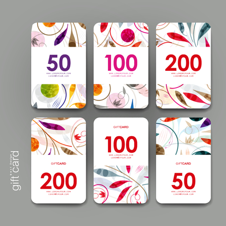 Gift coupon, discount card template with  floral ornament background. Creative layout designのイラスト素材