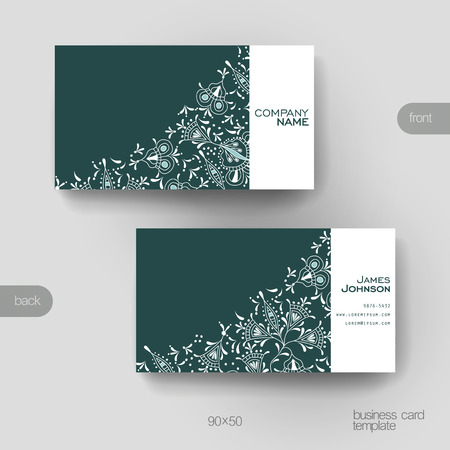 Business card vector template with floral ornament background. Creative modern designのイラスト素材