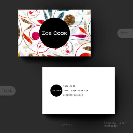 Business card vector template with floral ornament background. Creative modern designのイラスト素材