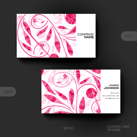 Business card vector template with floral ornament background. Creative modern designのイラスト素材