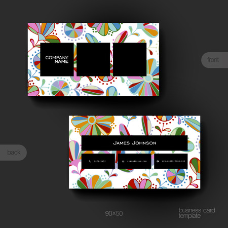 Business card vector template with floral ornament background. Creative modern designのイラスト素材