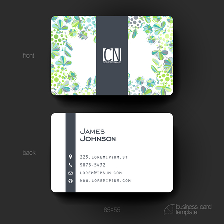 Business card vector template with floral ornament background. Creative modern designのイラスト素材