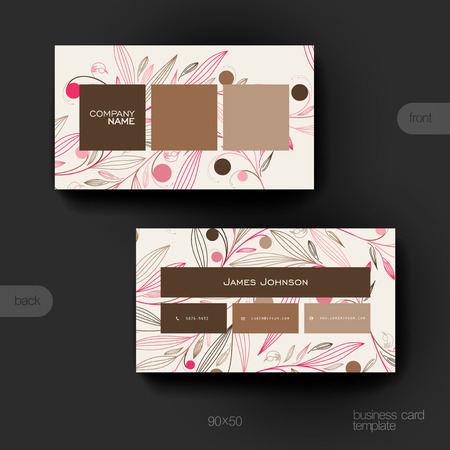 Business card vector template with floral abstract background. Creative modern designのイラスト素材