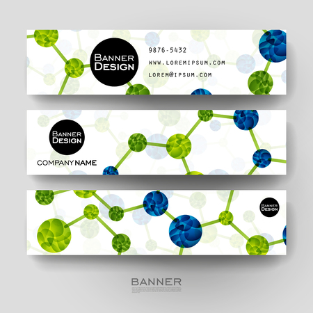 Beautiful banner vector template with DNA molecule background. Creative modern designのイラスト素材