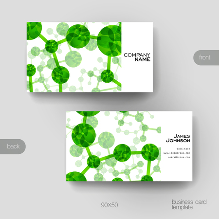 Business card vector template with DNA molecule background. Creative modern designのイラスト素材
