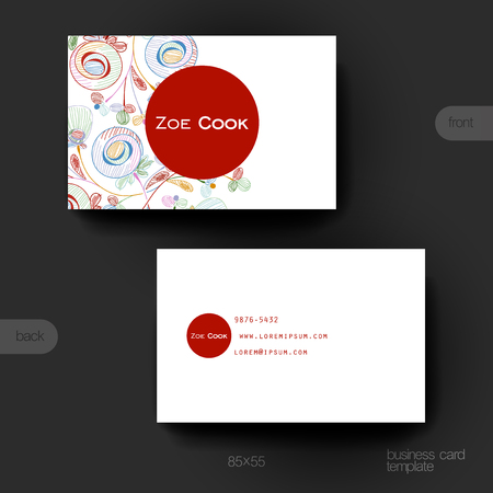 Business card vector template with floral abstract background. Creative modern designのイラスト素材