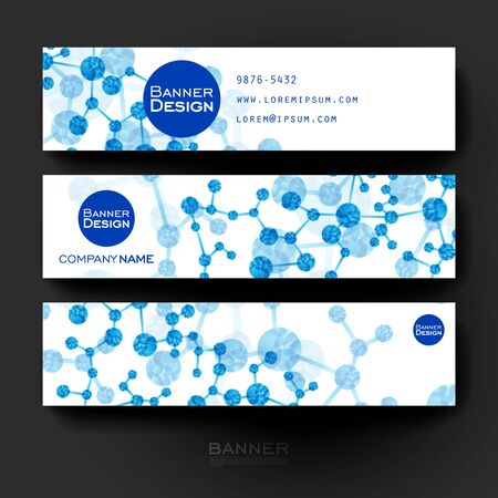 Beautiful banner vector template with DNA molecule background. Creative modern designのイラスト素材