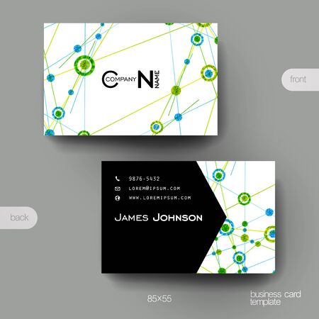 Business card vector template with DNA molecule background. Creative modern designのイラスト素材