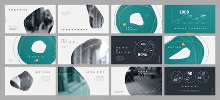 Template for business presentations. Green and Gray elements on a white background. Presentation slide, flyer leaflet, brochure cover, report, marketing and bannerのイラスト素材