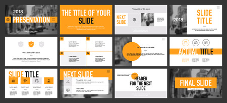 Gray and Yellow details and elements on a white background. This template is the best as a business presentation, corporate report, used in marketing and advertising, the annual report, flyer and bannerのイラスト素材