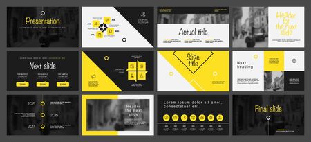 Presentation template design. Vector infographics. Use in Presentation flyer and leaflet corporate report marketing advertising annual report banner. Multipurpose template for presentation slide.のイラスト素材