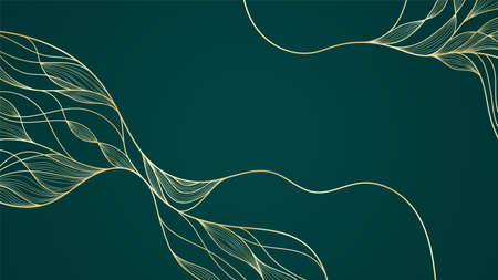 Gold wavy pattern. Luxurious golden linear ornament. Premium design for wallpapers, silk textiles and jewelry. Vector illustration.のイラスト素材