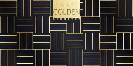 Golden geometric abstract pattern. Luxurious golden linear ornament. Premium design for wallpapers, silk fabrics and decorations. vector illustration.のイラスト素材