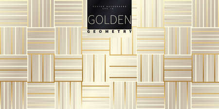 Golden geometric abstract pattern. Luxurious golden linear ornament. Premium design for wallpapers, silk fabrics and decorations. vector illustration.のイラスト素材
