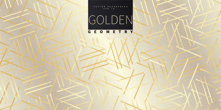 Golden geometric abstract pattern. Luxurious golden linear ornament. Premium design for wallpapers, silk fabrics and decorations. vector illustration.のイラスト素材