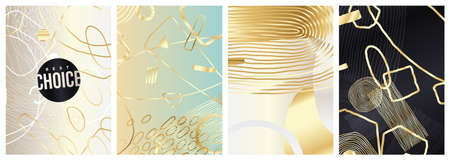 Brochure covers with gold and gilded elements. A4 sheet set with vintage gold abstract. Vector...