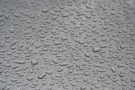 Water Droplets on a Steel Surface. Close-upの写真素材
