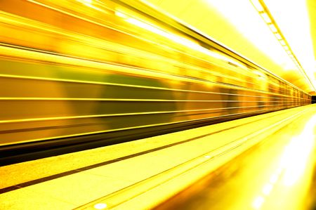 Subway. Underground station, motion blur. Tint blueの写真素材