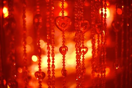 Glowing Christmas light background. Tint redの写真素材