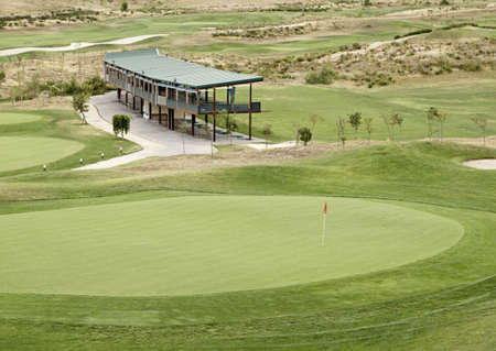 Golf Course, detail of a hole in a field of gold, outdoor sportのeditorial素材