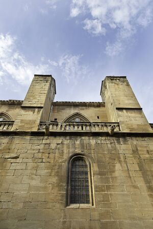 Gothic church, church facade detail in Navarreの写真素材