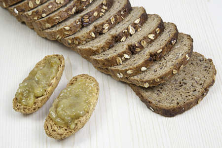 Breakfast with rye bread, detail of healthy food, healthy life