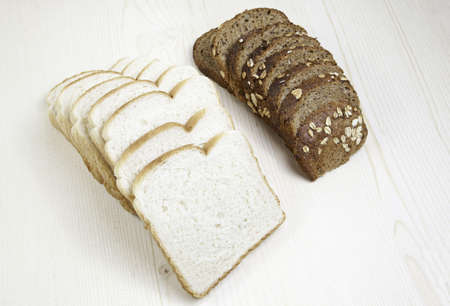Bread baking, detail of rye bread and regular bread, foodの写真素材