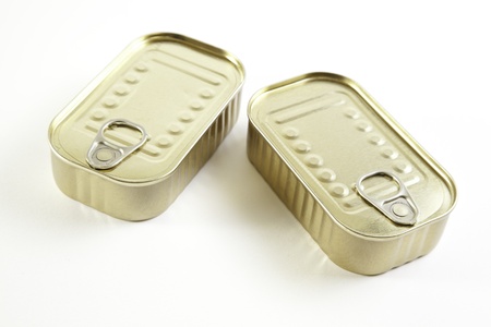 Two cans of sardines, canned product detail, method of preservation, food preparedの写真素材