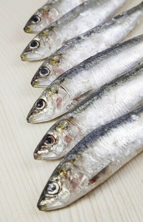 Heads raw sardines, detail of fresh raw fish, healthy food, no fat dietの写真素材