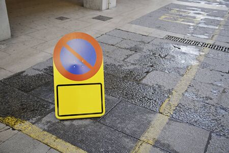 No parking sign, signal detail information on the city, urban infromaciónの写真素材