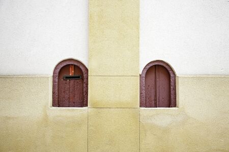 Lockers entries in a bullring, detail of windows in a bullring in Spainの写真素材