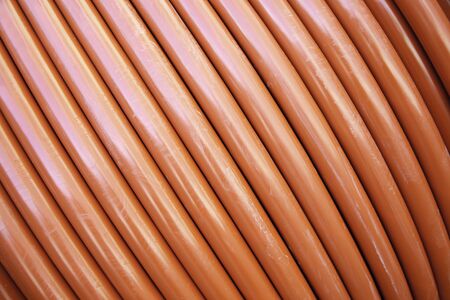 Connecting cables, detail of a coil of wire data connection, moderate life, internetの写真素材