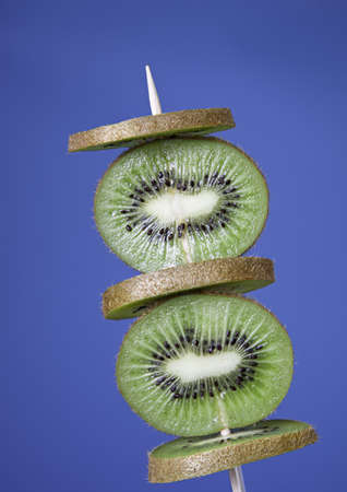 Kiwi sliced   fruit skewer detail, healthy living food, tropical fruitの写真素材