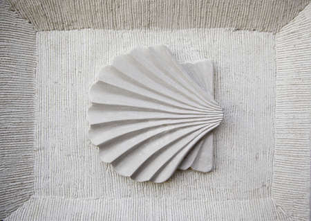 Pilgrim shell, symbol detail Camino de Santiago, pilgrimsの写真素材