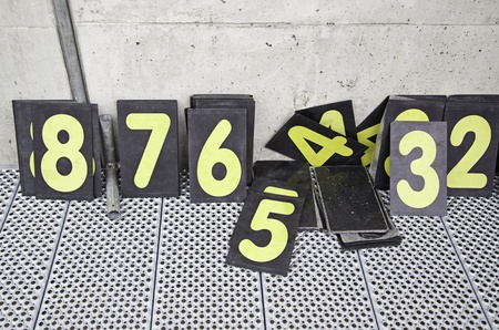 Numbers in a race truck, detail of some numbers on a race prize