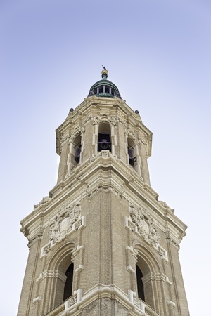 Spanish Romanesque Church, detail of a tower in the city of Zaragoza, historic monumentの写真素材