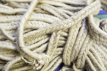 Esparto rope, old rope detail, manufacture craft, antique objectの写真素材