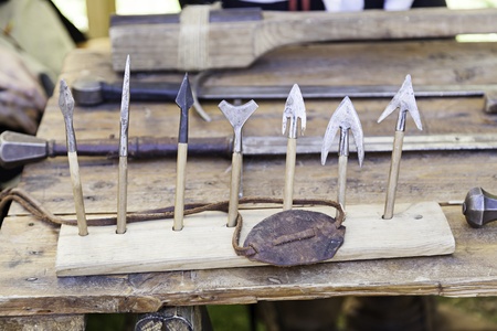 Medieval Arrowheads, detail of an ancient weapons of war and destruction