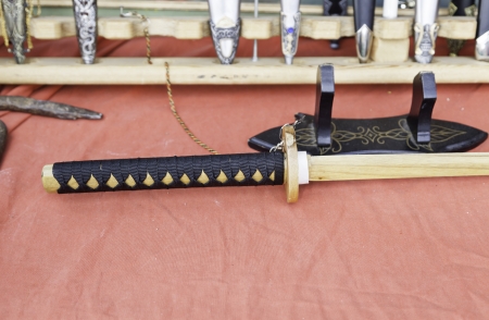 Japanese Katana and antique knives, detail knives, sale of antique weaponsの写真素材