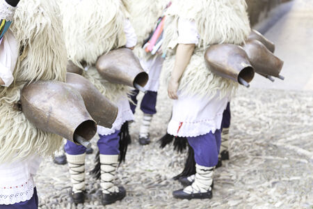 Costumes devil in Spain, detail of an old tradition in the Basque Countryの写真素材