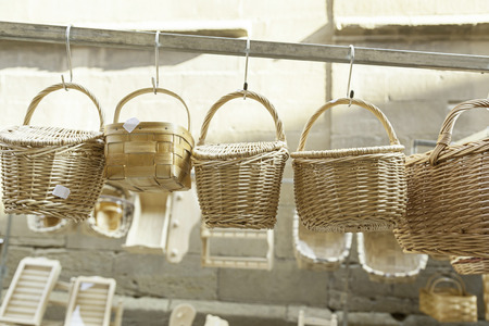 Wicker baskets handmade detail about recipientas to carry things, tradition and craftsmanshipの写真素材