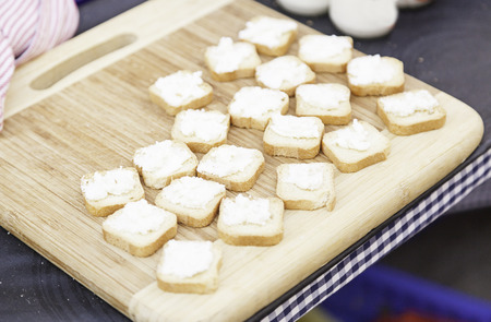Toasted bread with cheese, detail of a snack of cheese, healthy lunch