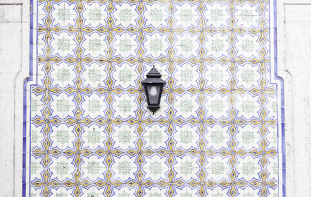 Typical old Lisbon tiles, detail of a classic ceramic tiles, art of Portugalの写真素材