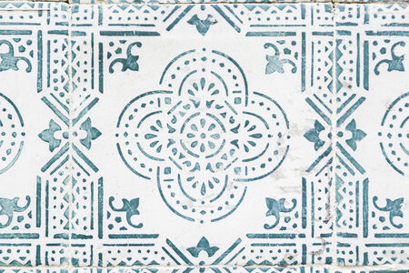 Wall tiles with typical old Lisbon, detail of traditional decoration of Portugal, ceramic artの写真素材