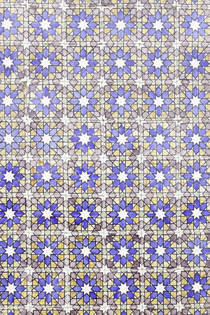 Wall tiles with typical old Lisbon, detail of traditional decoration of Portugal, ceramic art
