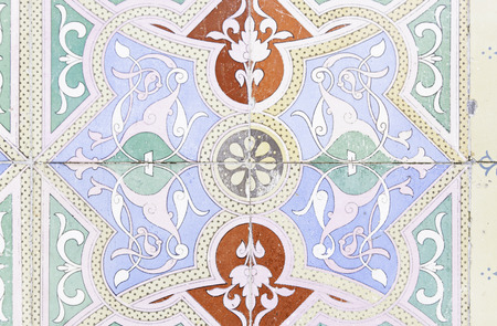 Wall tiles with typical old Lisbon, detail of traditional decoration of Portugal, ceramic art