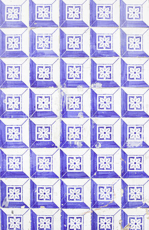 Wall tiles with typical old Lisbon, detail of traditional decoration of Portugal, ceramic art
